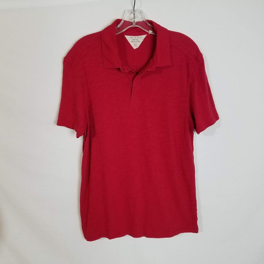 Rag & Bone Red Short Sleeve Polo Shirt Mens SLIM FIT Size XL